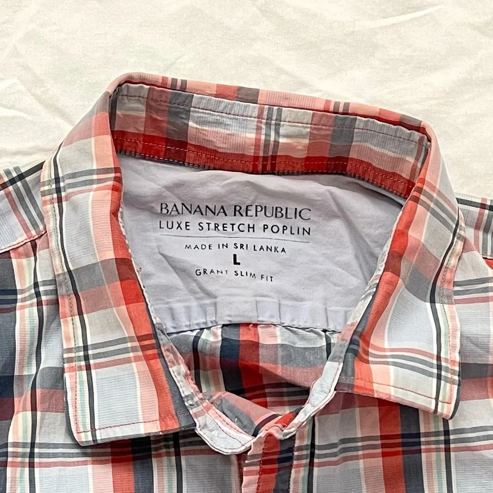 Banana Republic Mens Button Long Sleeve Shirt | Luxe Stretch Poplin | Size L